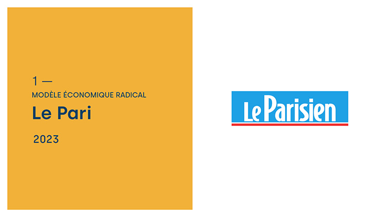 Slide intercalaire introduisant le projet Le Pari, pour le Parisien en 2023