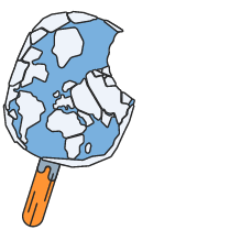 Un sorbet de glace bleu en forme de mappemonde